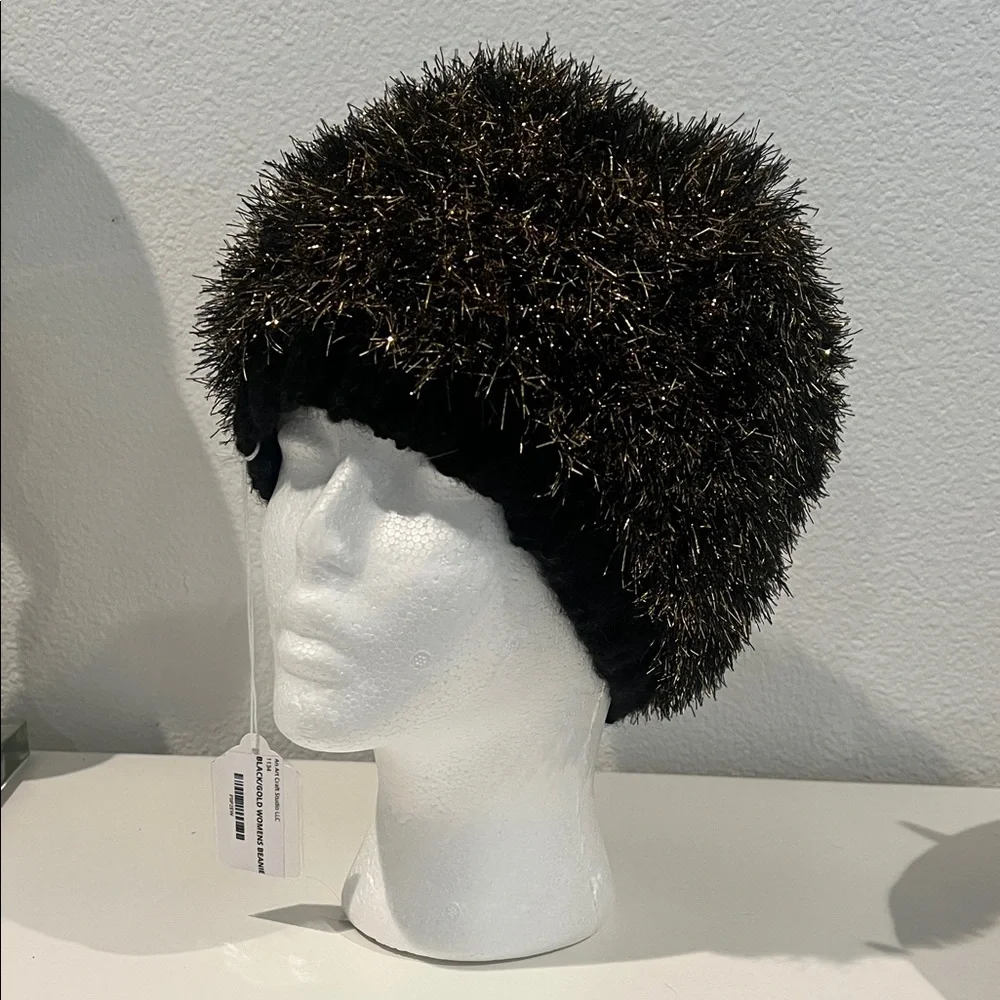 Black and Gold Handmade Beanie
